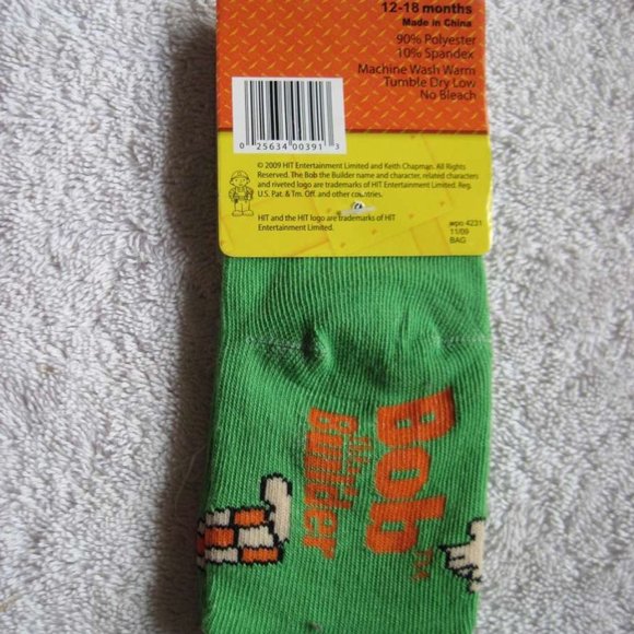 Bob The Builder 1 Pair 6 - 12 - 18 Months Baby Infant Socks Tools Construction - Picture 5 of 16